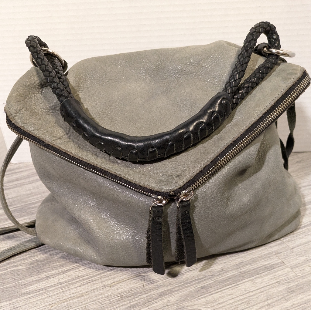 Women's Henri Lou Envelope Satchel Leather Bag | Moss Green